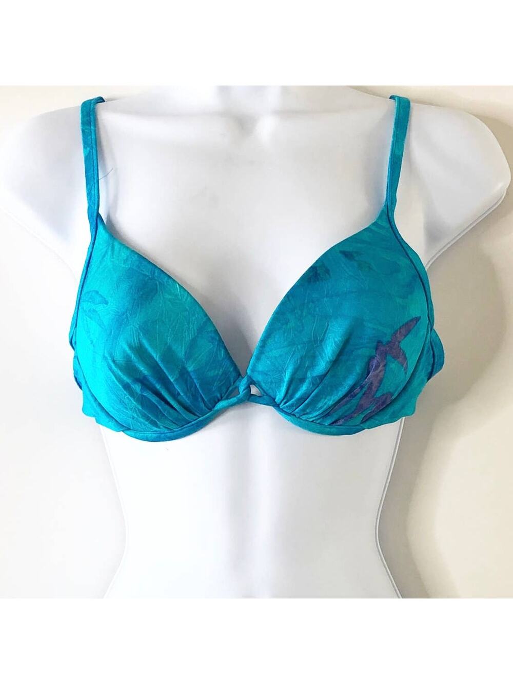Athena Collection Bikini Top Blue Size 10 Underwire Light Padding